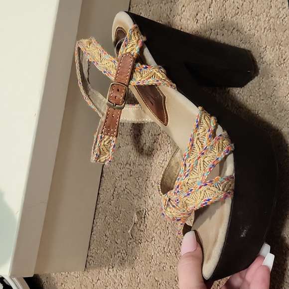 Sbicca wood platform sandals heels 9 - Picture 5 of 6